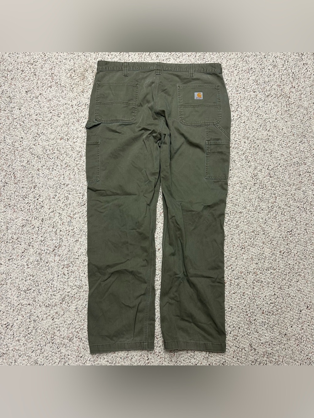 Carhartt Green Carpenter Pants Relaxed Fit 40x32 Hem 31.5 Workwear B324-ARG